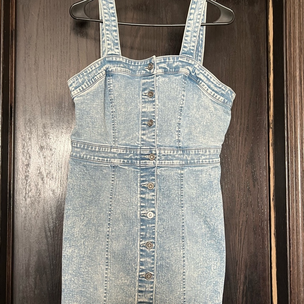 Arizona Jeans Co denim overalls button down dress size Large